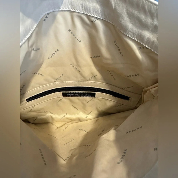 Rudsak leather shoulder hand bag clutch ivory envelope purse foldover cream rare - Picture 6 of 7